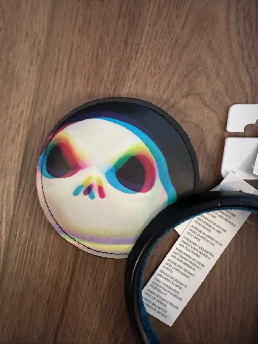 Color-Shift Jack Skellington Mickey Ear Headband - Black & Multicolor NEW